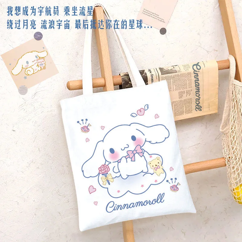 New Sanrio Cinnamoroll Cute Canvas Bag Ins Simple and Large Capacity Student Class Book Tutorial Bag 9 - Cinnamoroll Shop